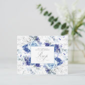 Dusty Blue and Silver Wedding RSVP Postcard ポストカード (スタンド正面)