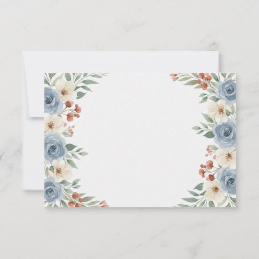 Dusty Blue and Terracotta Floral Wedding 出欠カード (裏面)