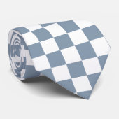Dusty Blue and White Checkerboard Wedding Tie ネクタイ (ロール)
