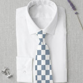 Dusty Blue and White Checkerboard Wedding Tie ネクタイ