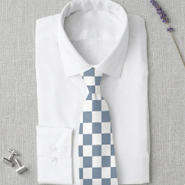 Dusty Blue and White Checkerboard Wedding Tie ネクタイ