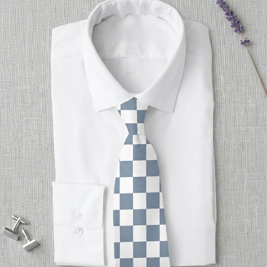 Dusty Blue and White Checkerboard Wedding Tie ネクタイ