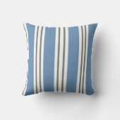 Dusty Blue and White Coastal Stripes クッション (裏面)