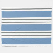 Dusty Blue and White Coastal Stripes フリースブランケット (正面(横))