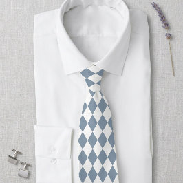Dusty Blue and White Harlequin Diamond Tie ネクタイ