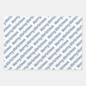 Dusty blue and white Merry Christmas holiday ラッピングペーパーシート (正面2)