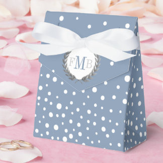 Dusty blue and white polka dot pattern wedding fav フェイバーボックス