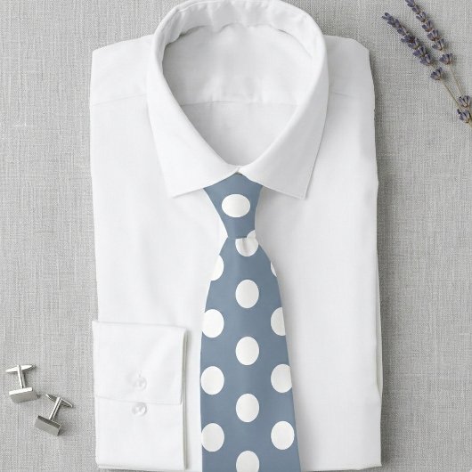 Dusty Blue and White Polka Dot Wedding Tie ネクタイ