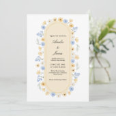 Dusty Blue and Yellow Wildflower Garden Wedding 招待状 (スタンド正面)