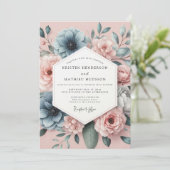 Dusty Blue Anemone Romance Wedding 招待状 (スタンド正面)