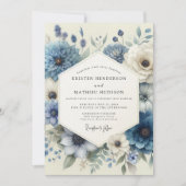 Dusty Blue Anemone Wedding 招待状 (正面)