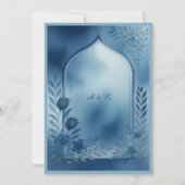 Dusty Blue arch floral Wedding save the date  招待状 (裏面)