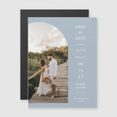 Dusty Blue Arch Photo Save the Date Magnetic Card (正面/裏面)