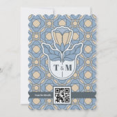 Dusty Blue Art Nouveau Save the Date QR Code (裏面)