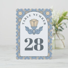 Dusty Blue Art Nouveau Wedding Table Number Card 招待状