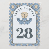 Dusty Blue Art Nouveau Wedding Table Number Card 招待状 (裏面)