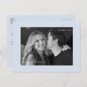 Dusty Blue B/W写真結婚の感謝はがき ポストカード (正面/裏面)
