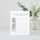 Dusty Blue Baby Blocks Advice & Well Wishes Card (スタンド正面)