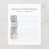 Dusty Blue Baby Blocks Advice & Well Wishes Card (正面)