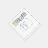 Dusty Blue Baby Blocks Baby Shower Napkins スタンダードカクテルナプキン (角)