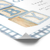 Dusty Blue Baby Blocks Cards and Gifts Baby Shower ポスター (角)