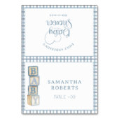 Dusty Blue Baby Blocks Editable Tent Cards テーブルナンバー (正面)