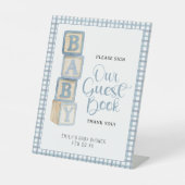 Dusty Blue Baby Blocks Please Sign Our Guest Book  台座サイン (正面)