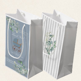 Dusty Blue Baby Carriage Custom Sign スモールペーパーバッグ