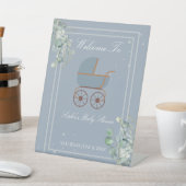 Dusty Blue Baby Carriage Welcome Sign 台座サイン (インサイチュ)