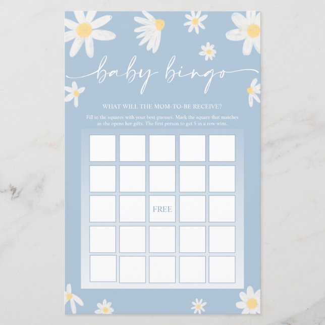 Dusty Blue Baby Shower Bingo Game   (正面)