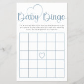 Dusty Blue Baby Shower Bingo Game Card チラシ (正面)