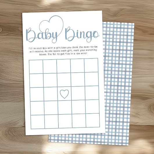 Dusty Blue Baby Shower Bingo Game Card チラシ