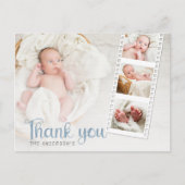 Dusty Blue Baby Shower Thank You Photo Postcard ポストカード (正面)