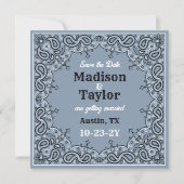 Dusty Blue Bandana Photo Flat日付カードを保存 セーブザデート (正面)