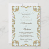 Dusty Blue Baroque Bible Verse Christian Wedding   招待状 (正面)