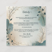 Dusty Blue Beige Boho Chic foliage wreath Wedding エンクロージャーカード (正面)