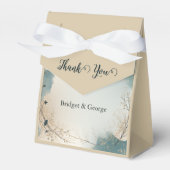 Dusty Blue Beige Boho Chic foliage wreath Wedding フェイバーボックス (正面サイド)