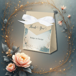 Dusty Blue Beige Boho Chic foliage wreath Wedding フェイバーボックス