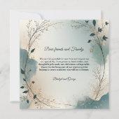 Dusty Blue Beige Boho foliage wreath Wedding photo サンキューカード (正面)