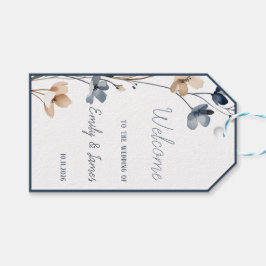 Dusty Blue Beige Botanical Modern Elegant Wedding ギフトタグ