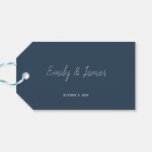 Dusty Blue Beige Botanical Modern Elegant Wedding ギフトタグ (裏面横)