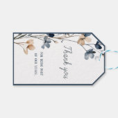 Dusty Blue Beige Botanical Modern Elegant Wedding ギフトタグ (正面(横))