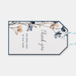 Dusty Blue Beige Botanical Modern Elegant Wedding ギフトタグ