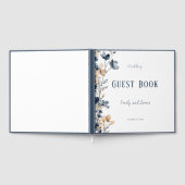 Dusty Blue Beige Botanical Modern Elegant Wedding ゲストブック (全面)