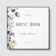 Dusty Blue Beige Botanical Modern Elegant Wedding