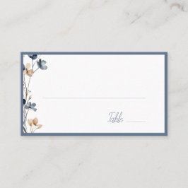 Dusty Blue Beige Botanical Modern Elegant Wedding プレイスカード