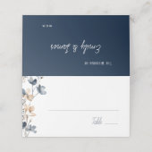 Dusty Blue Beige Botanical Modern Elegant Wedding プレイスカード (外部開封)