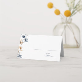 Dusty Blue Beige Botanical Modern Elegant Wedding プレイスカード