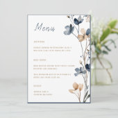 Dusty Blue Beige Botanical Modern Elegant Wedding メニュー (スタンド正面)