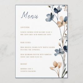 Dusty Blue Beige Botanical Modern Elegant Wedding メニュー